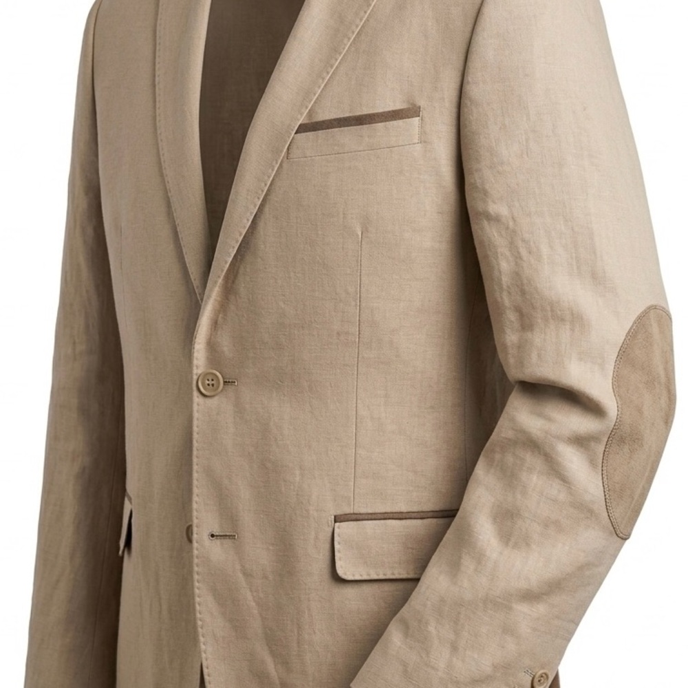 Van Heusen Beige Sport Coat with Elbow Patches Linen blend - Picture 3 of 4